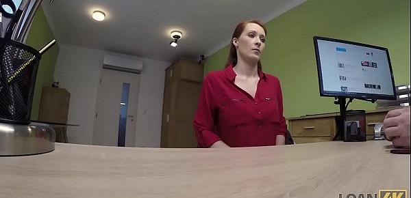  LOAN4K. Big-tittied hottie with red hair is owned by loan manager